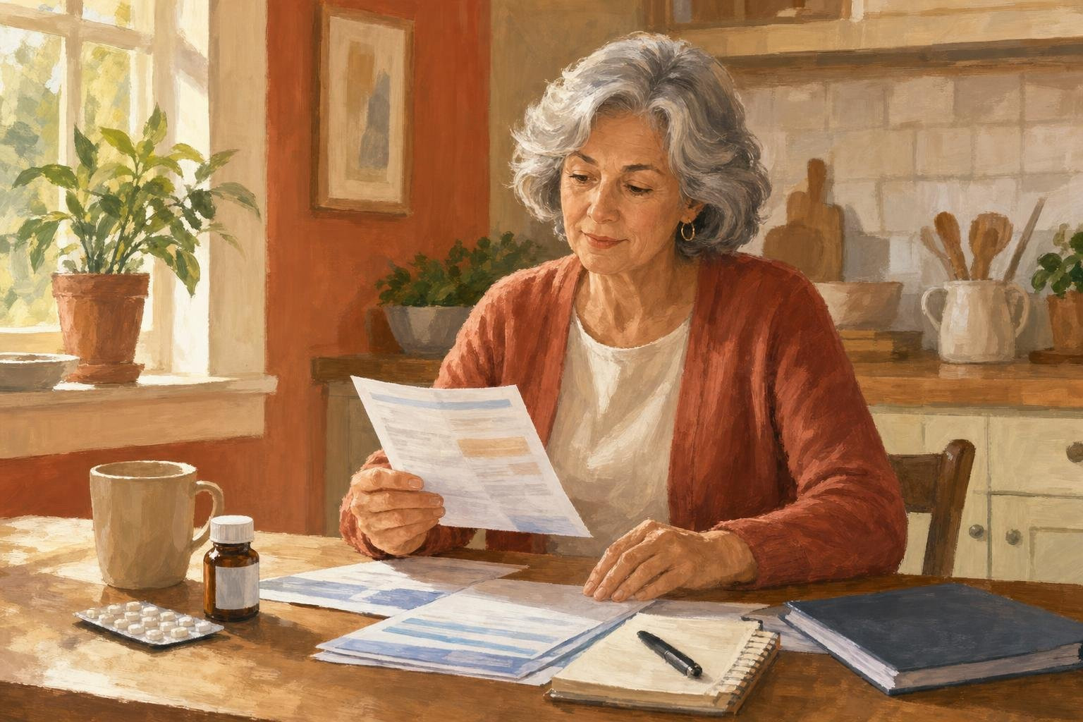 older adult reviewing Medicare medication coverage documents