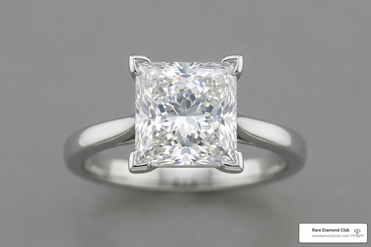 Princess cut diamond in secure cathedral setting with protective prongs