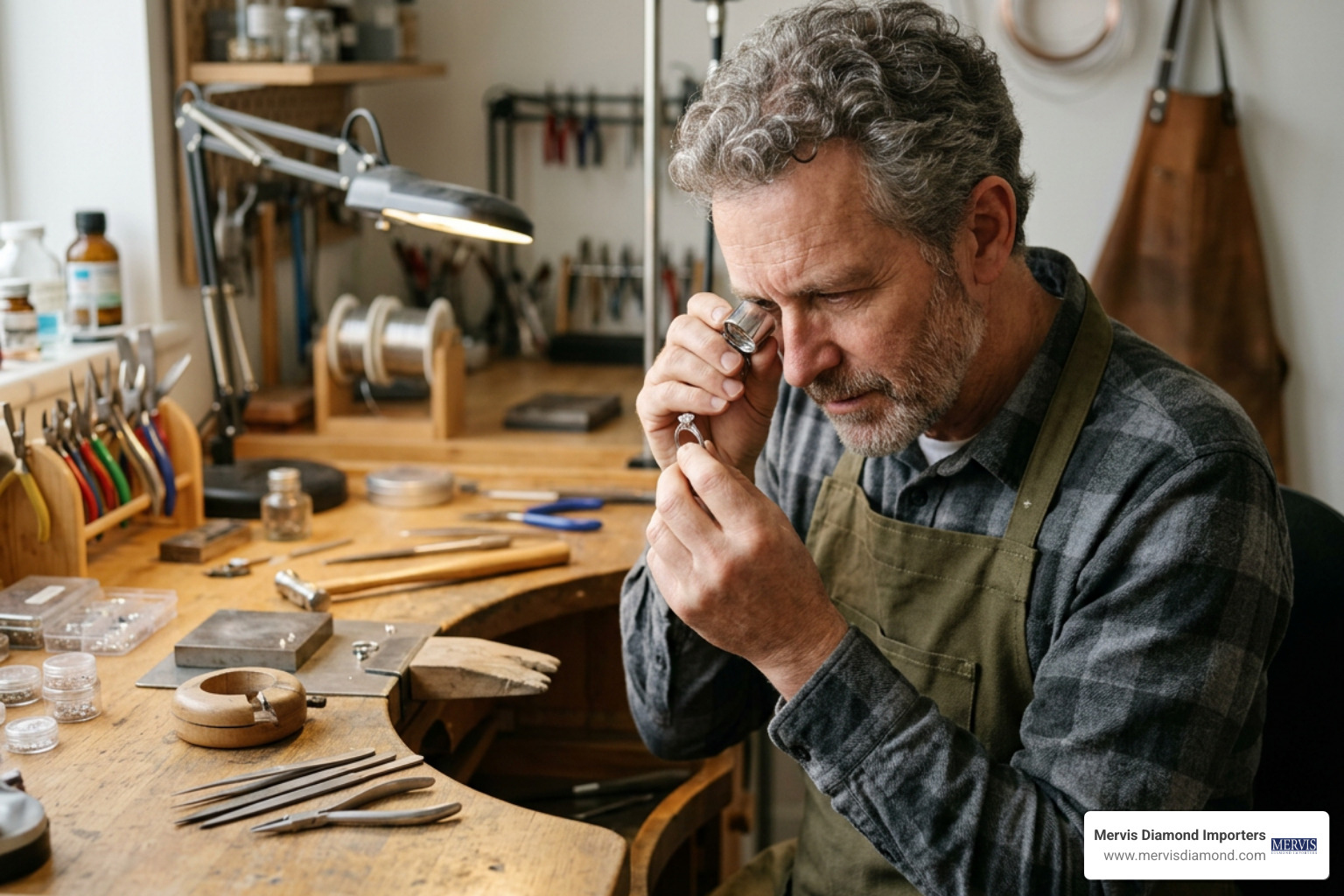 master jeweler inspecting gemstone prongs under magnification master jeweler inspecting gemstone prongs under magnification