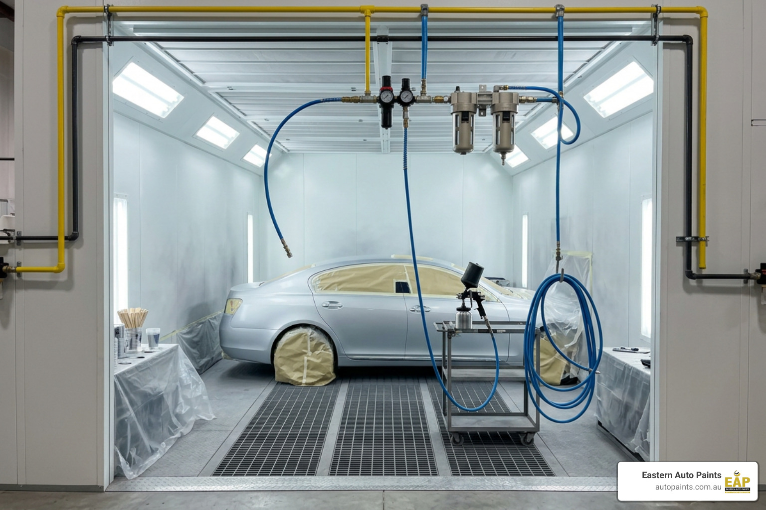 automotive spray booth air supply line setup
