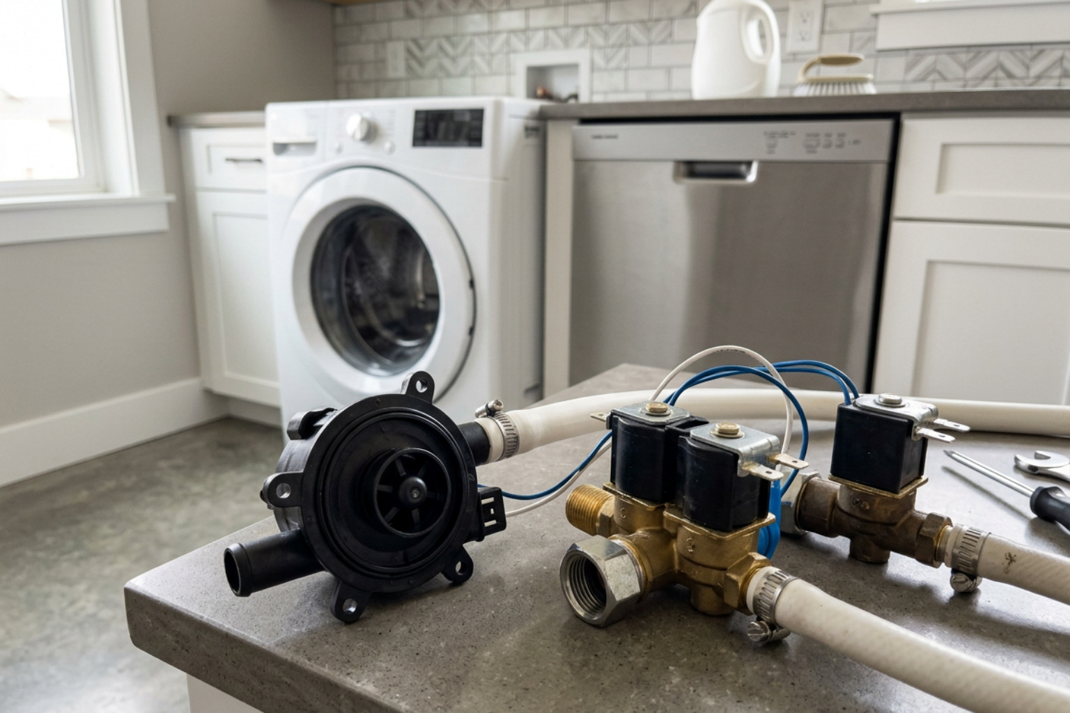 washer drain pumps and dishwasher fill valves