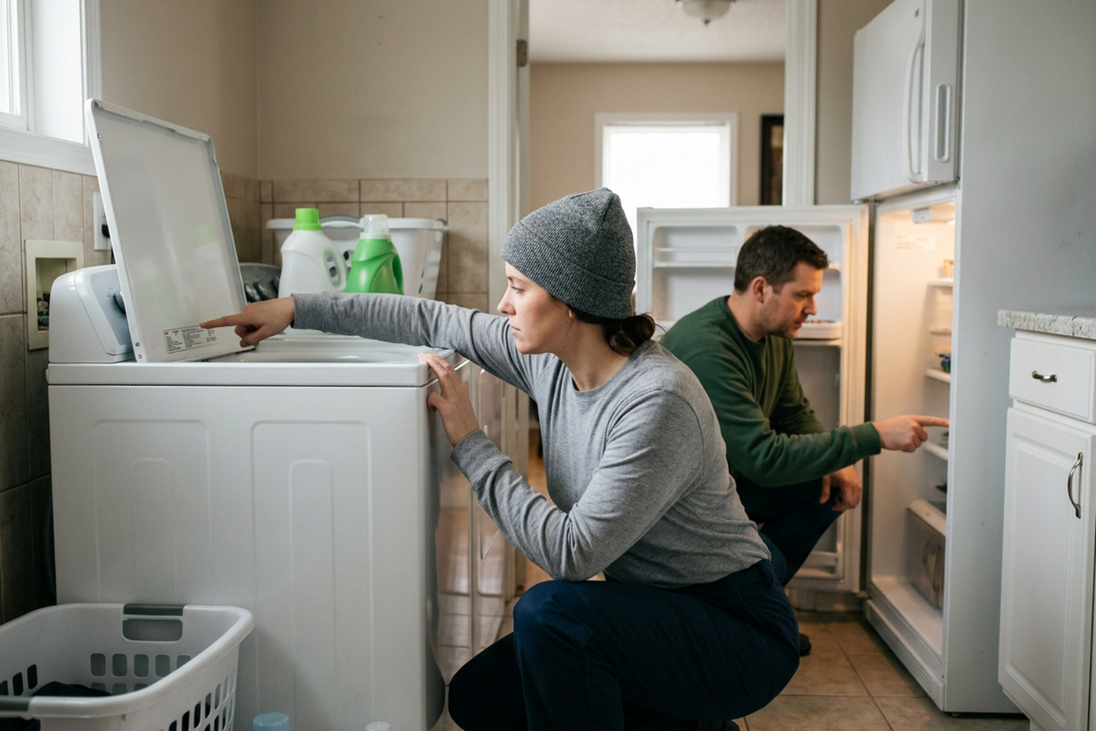 Finding model numbers on refrigerator door frames and washer lids