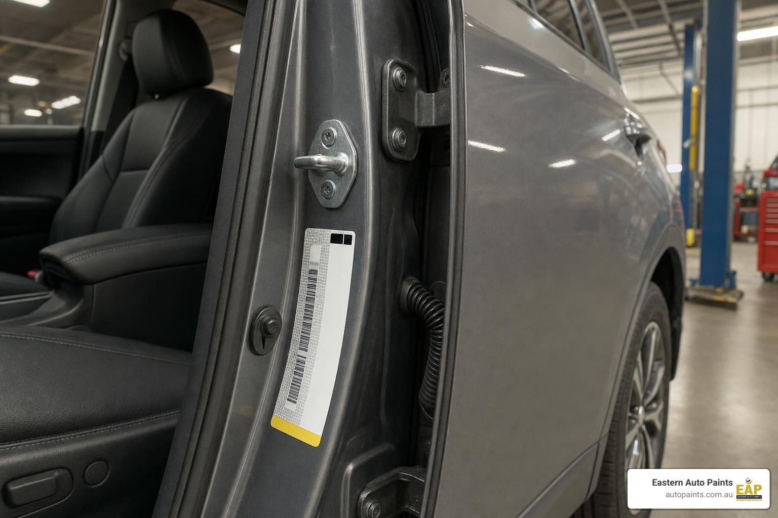 automotive vin compliance plate showing paint code identification