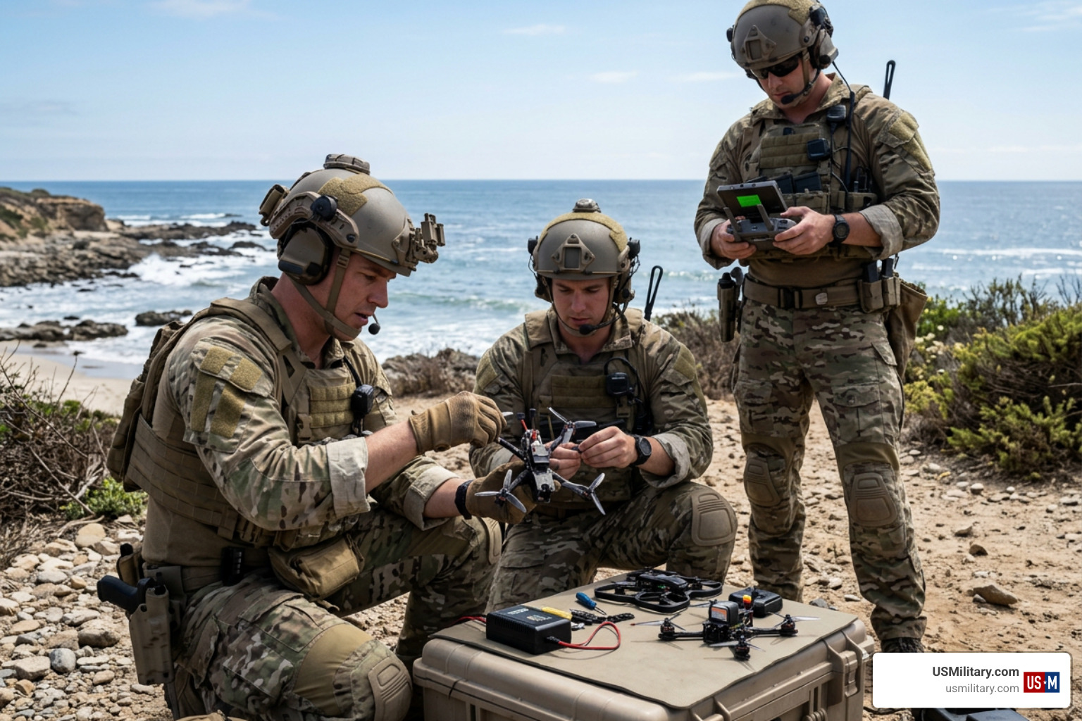 Special operations forces assembling and testing tactical micro-drones Special operations forces assembling and testing tactical micro-drones