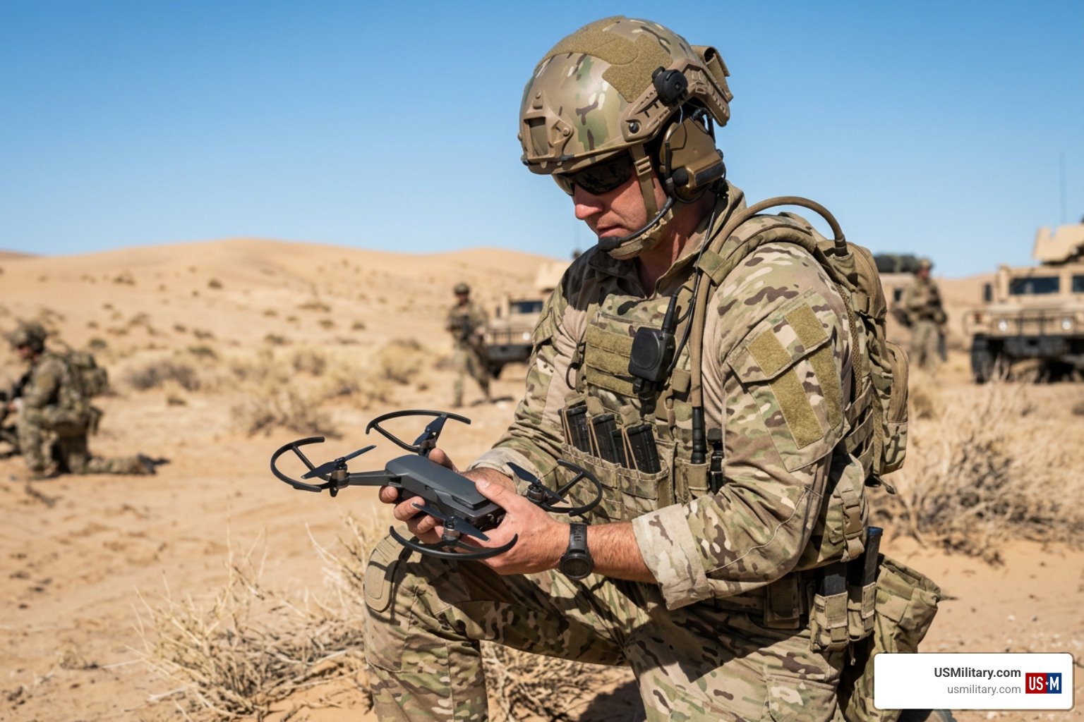 Navy SEAL with tactical drone Navy SEAL with tactical drone