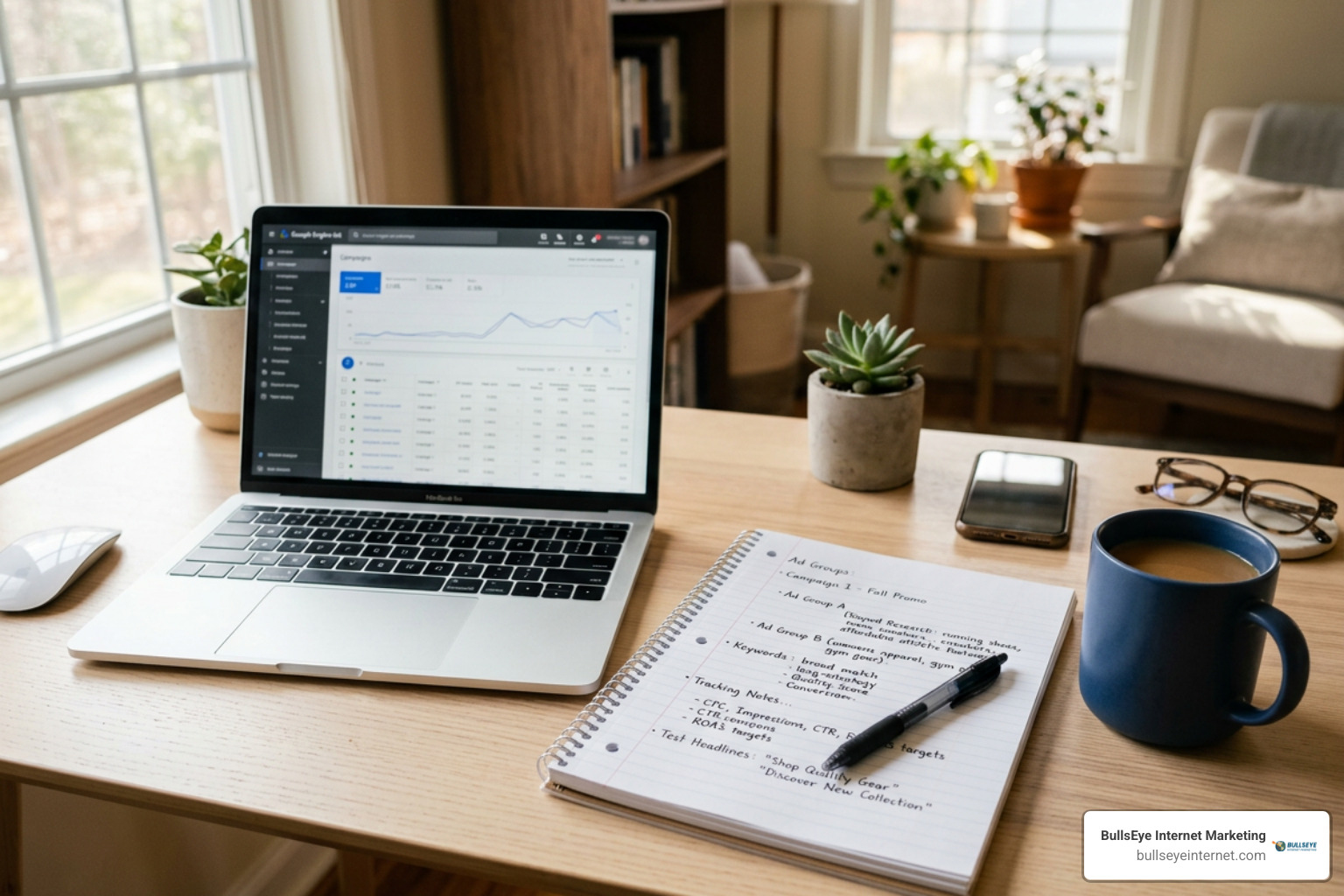 Thematic ad group structure mapping search queries to RSAs and landing pages