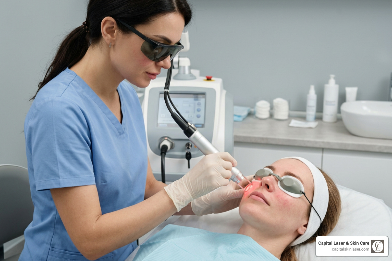 Laser vascular treatment for facial redness Laser vascular treatment for facial redness
