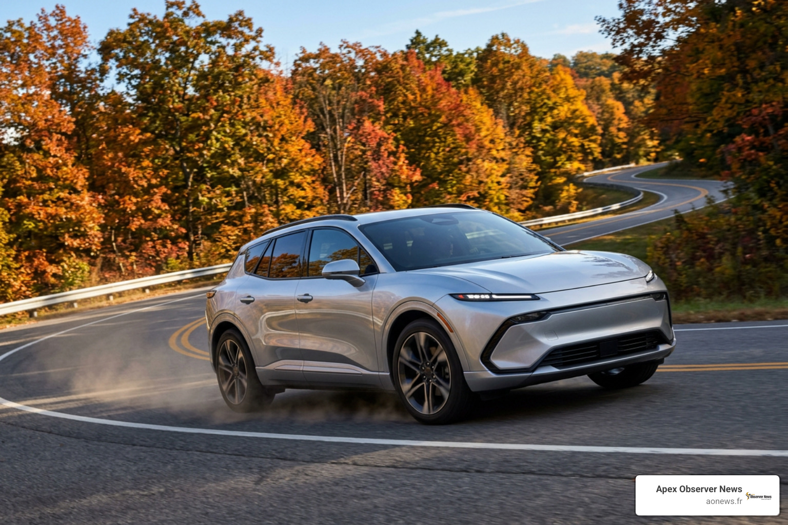2026 Nissan Leaf cornering on winding road