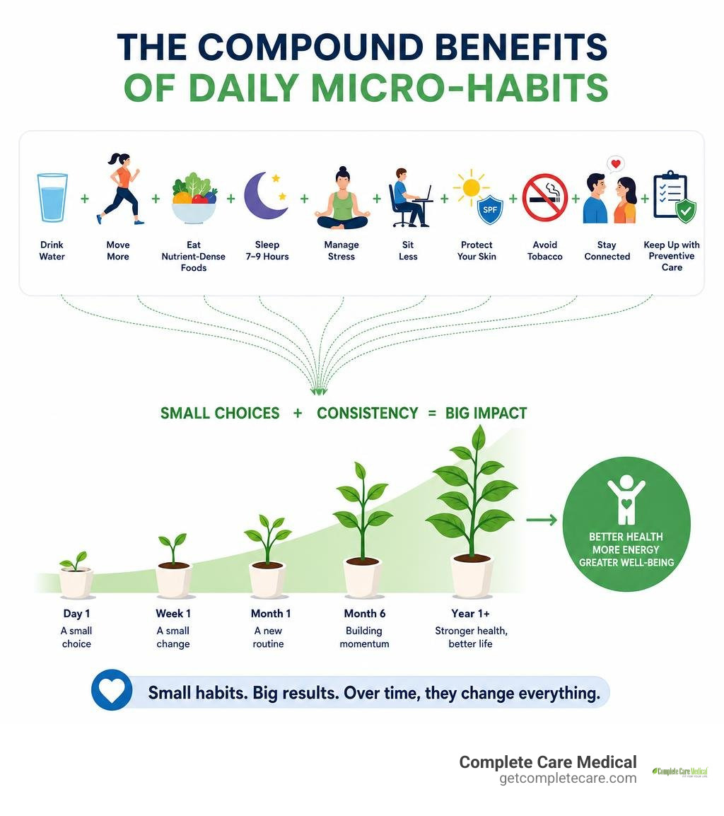 compound benefits of daily micro-habits infographic compound benefits of daily micro-habits infographic