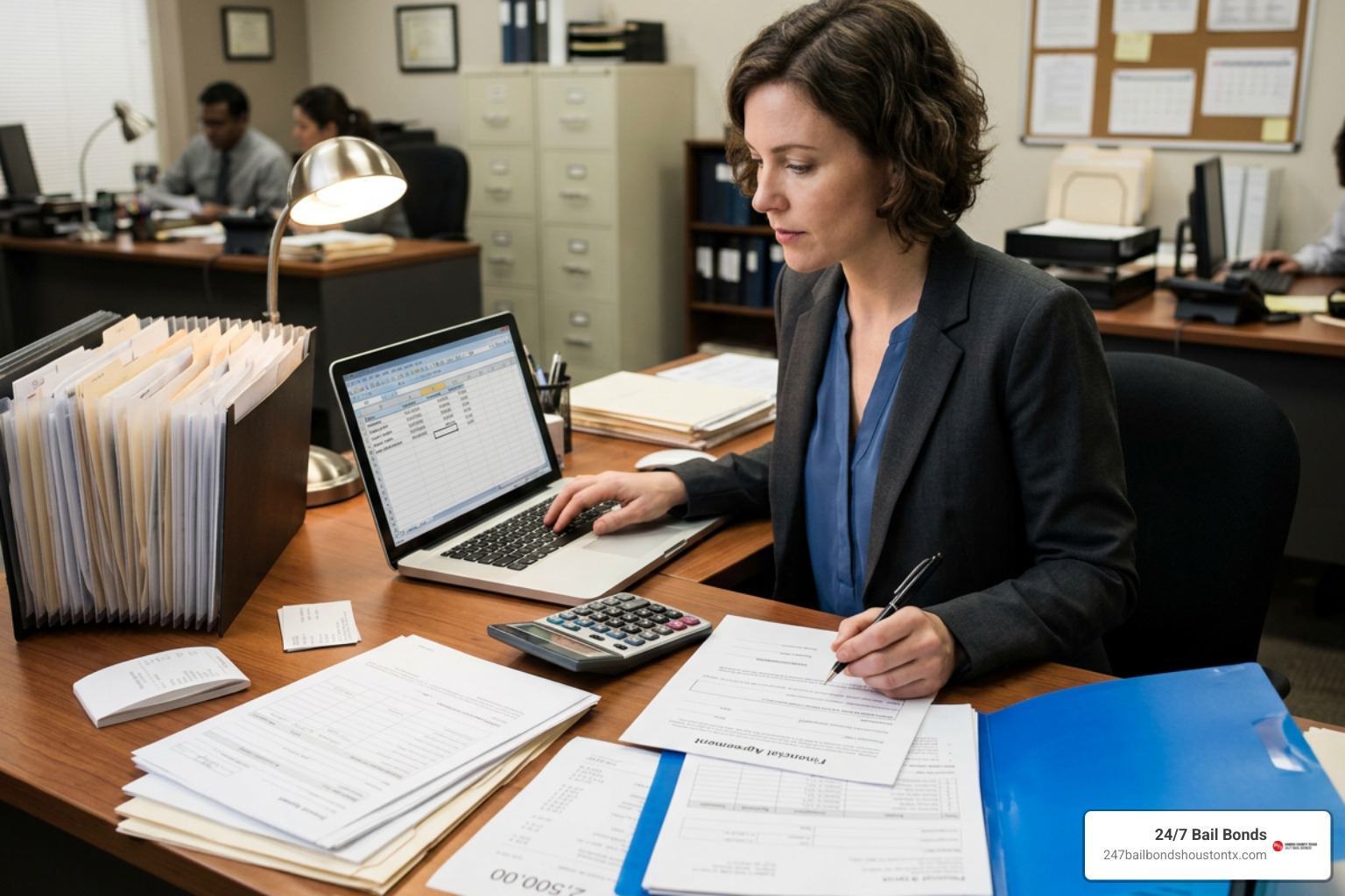 Bail bond receipt and financial paperwork workflow