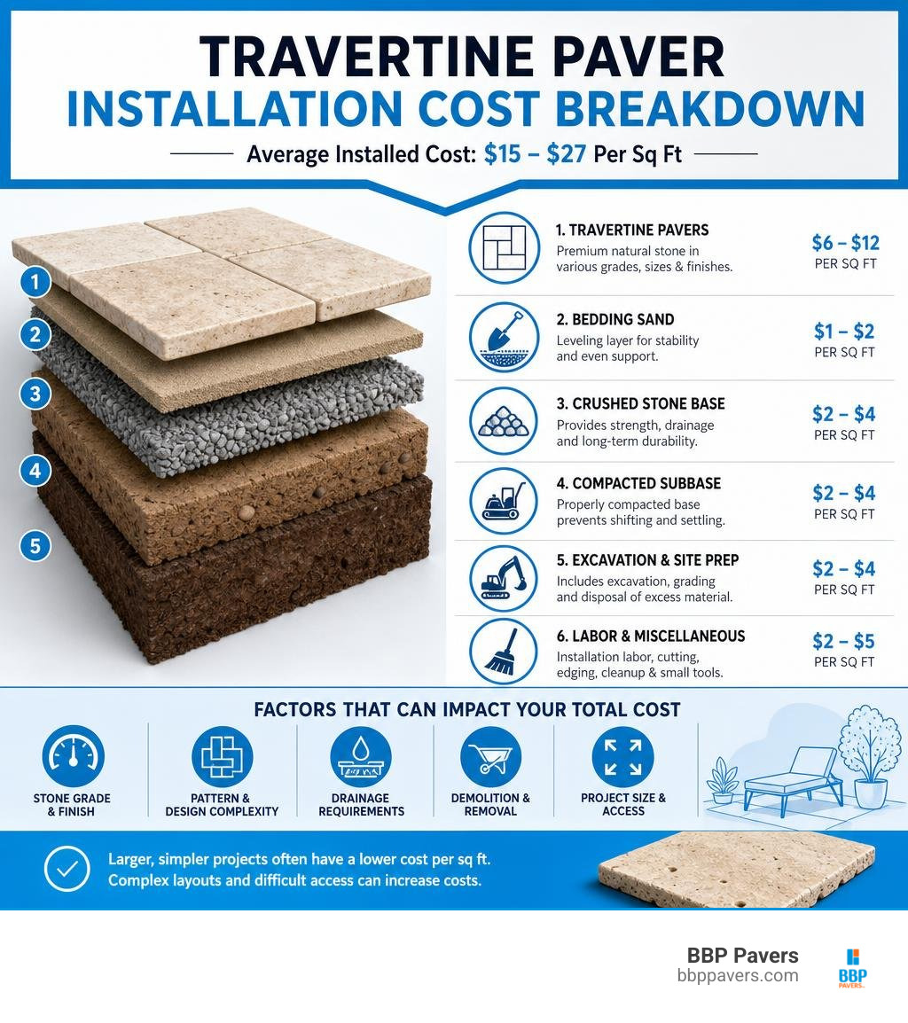 travertine paver installation cost breakdown infographic travertine paver installation cost breakdown infographic