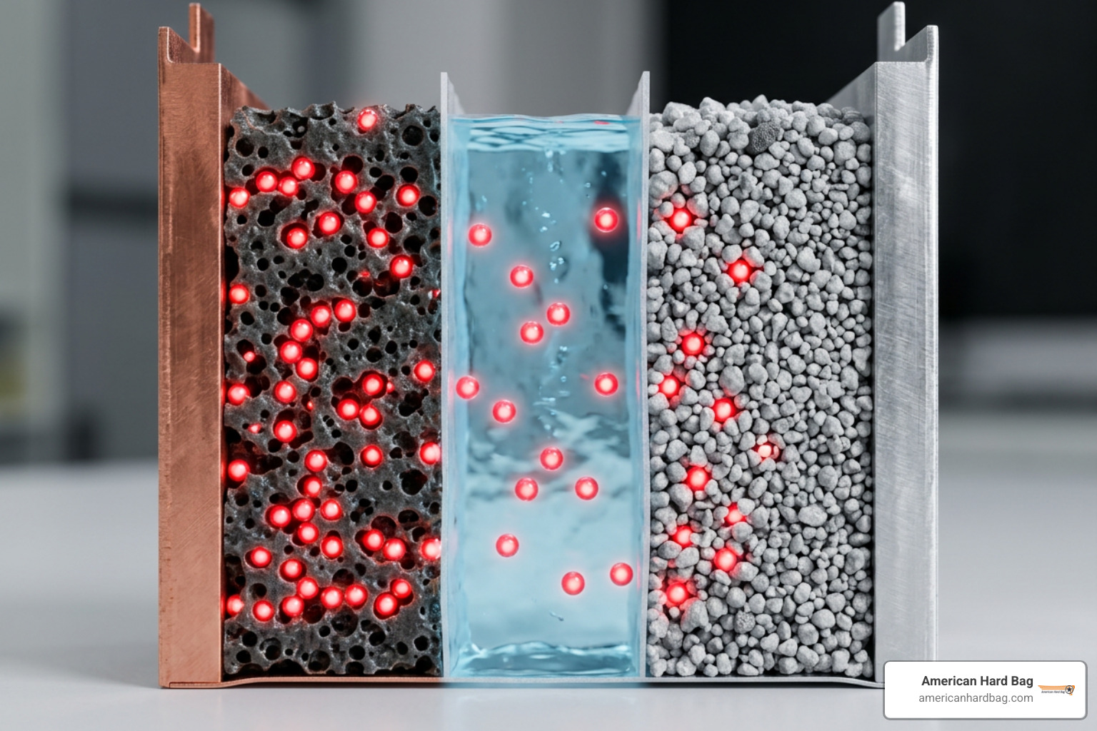 Lithium ion migration between cathode and anode during charge and discharge