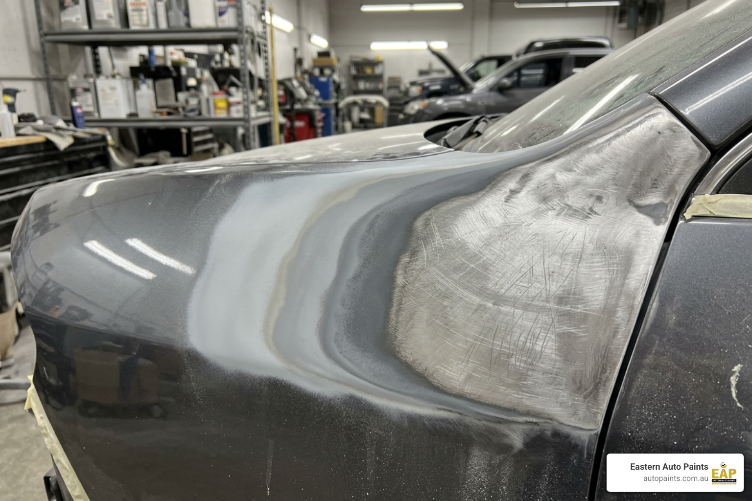 Feathered panel repair across multiple coating layers