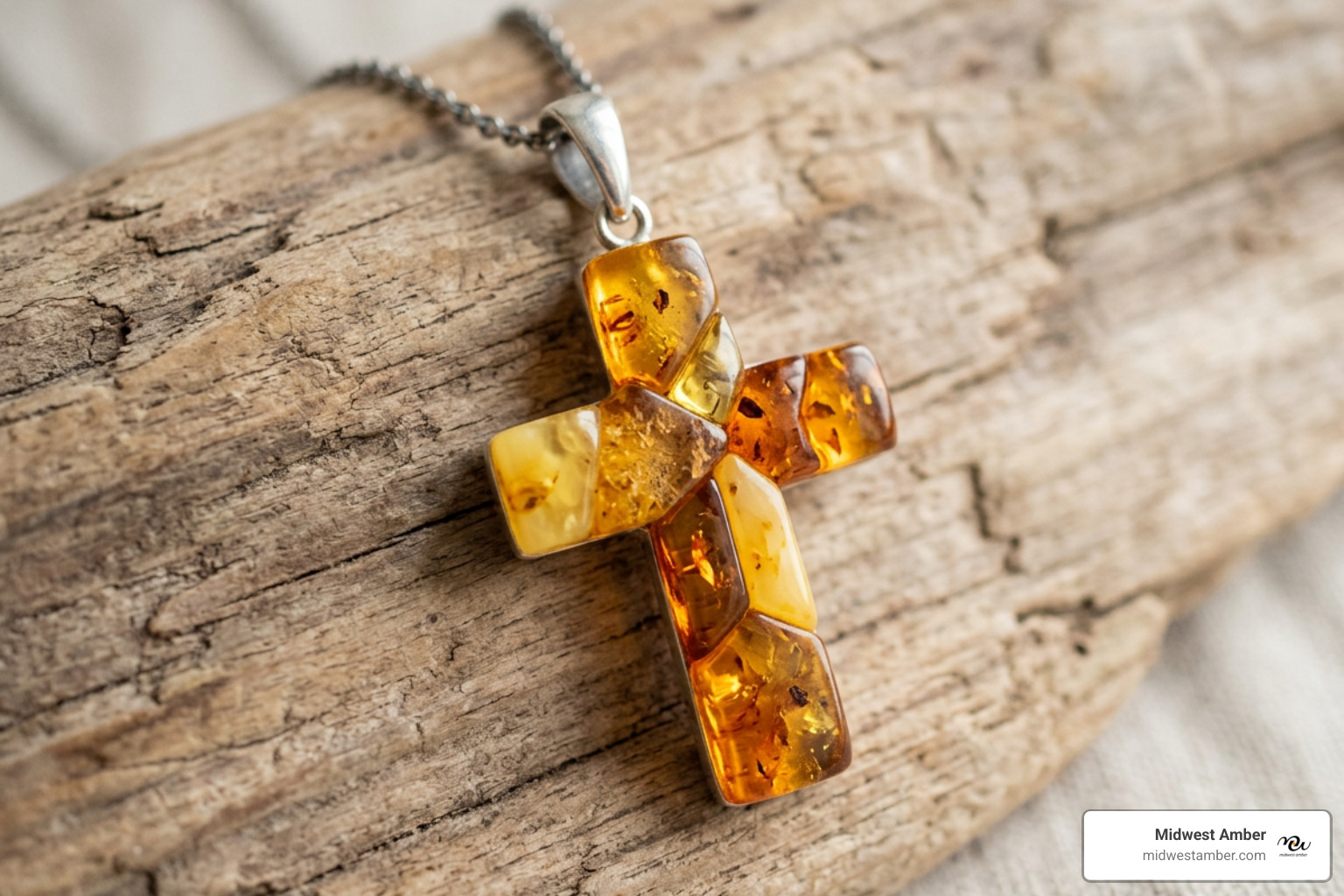 Baltic amber cross pendant