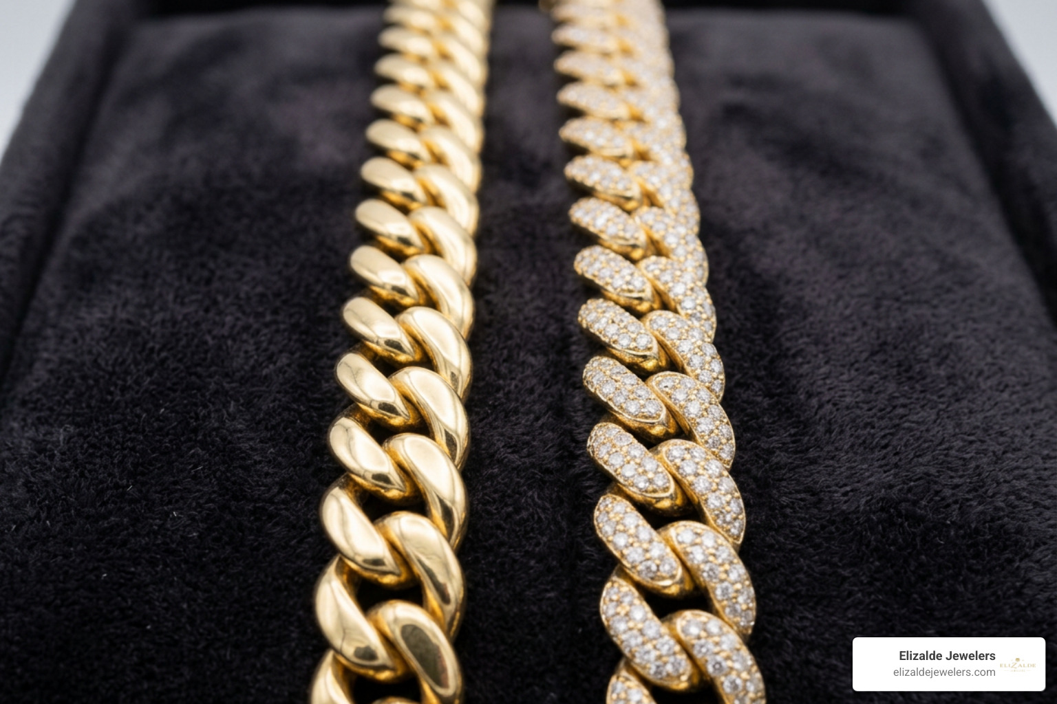 Comparing classic Miami Cuban links with diamond pave chains