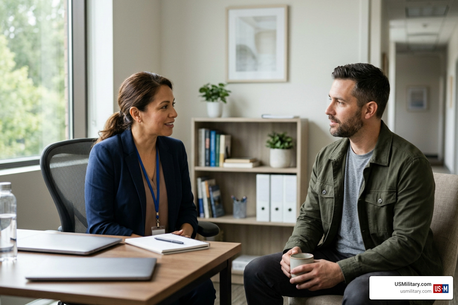 Military veteran receiving transition and health support Military veteran receiving transition and health support