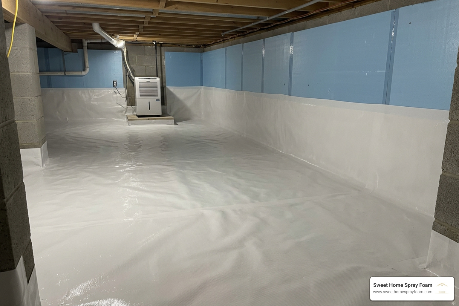 clean encapsulated crawl space with vapor barrier and wall insulation clean encapsulated crawl space with vapor barrier and wall insulation