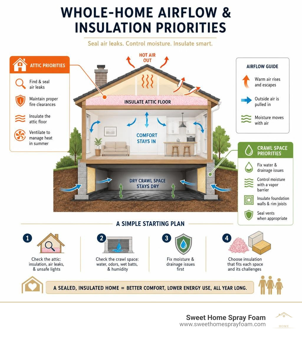 whole-home airflow and insulation priorities infographic whole-home airflow and insulation priorities infographic
