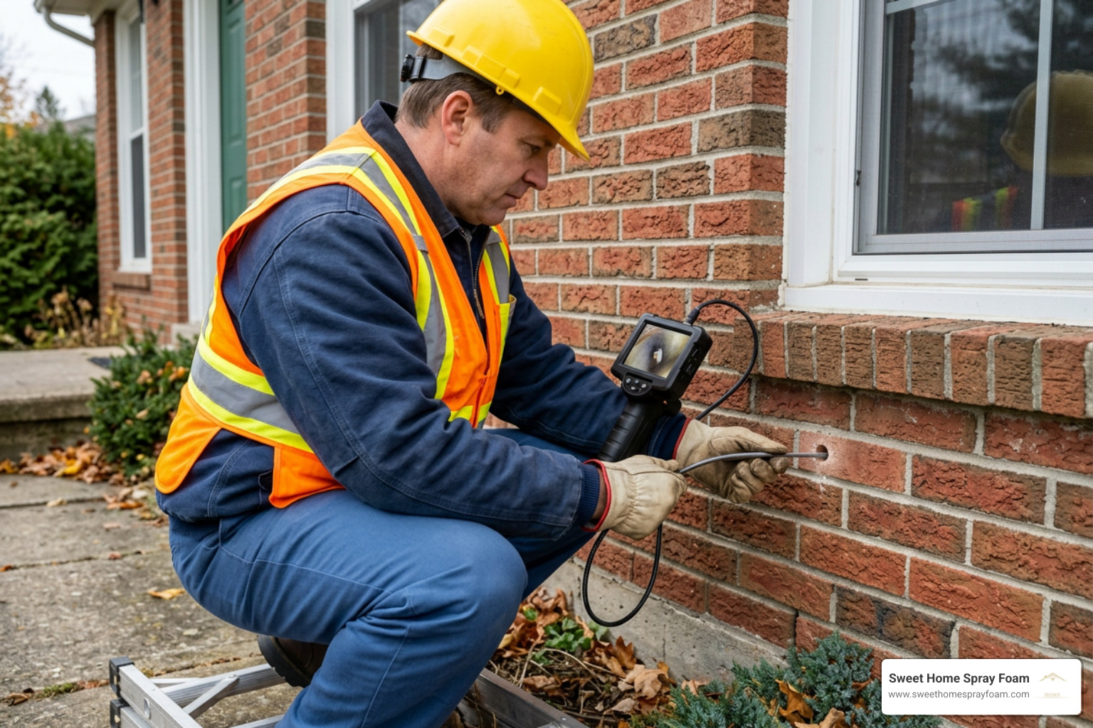 Technician using a borescope to inspect cavity depth and cleanliness