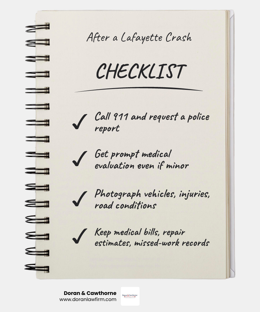 Steps to protect a Lafayette car accident claim infographic Steps to protect a Lafayette car accident claim infographic
