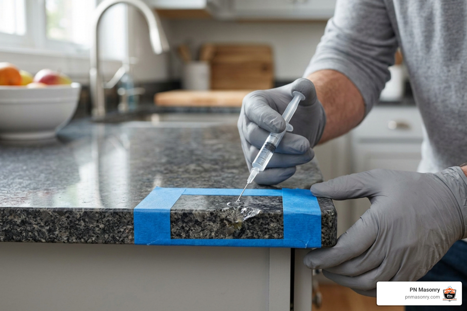 preparing and masking chipped stone countertop edge preparing and masking chipped stone countertop edge