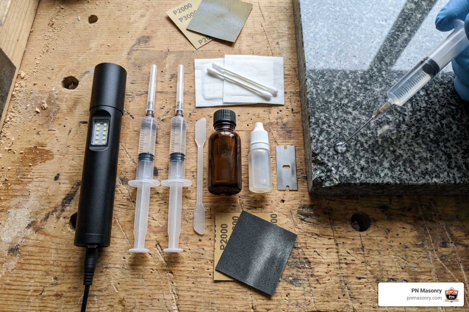 stone repair kit components and UV curing light stone repair kit components and UV curing light