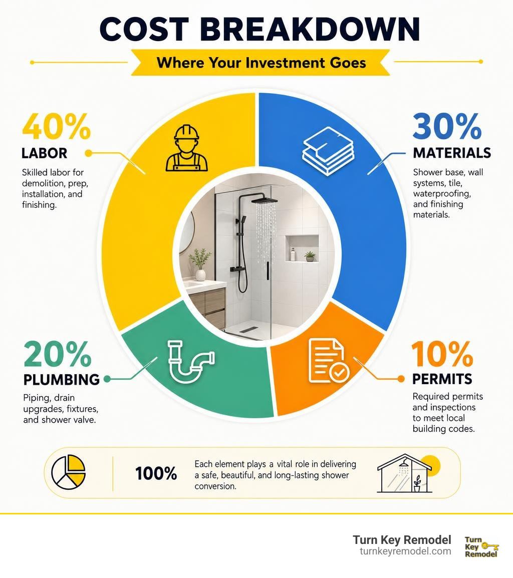 Cost breakdown percentages including labor, materials, plumbing, and permits infographic Cost breakdown percentages including labor, materials, plumbing, and permits infographic