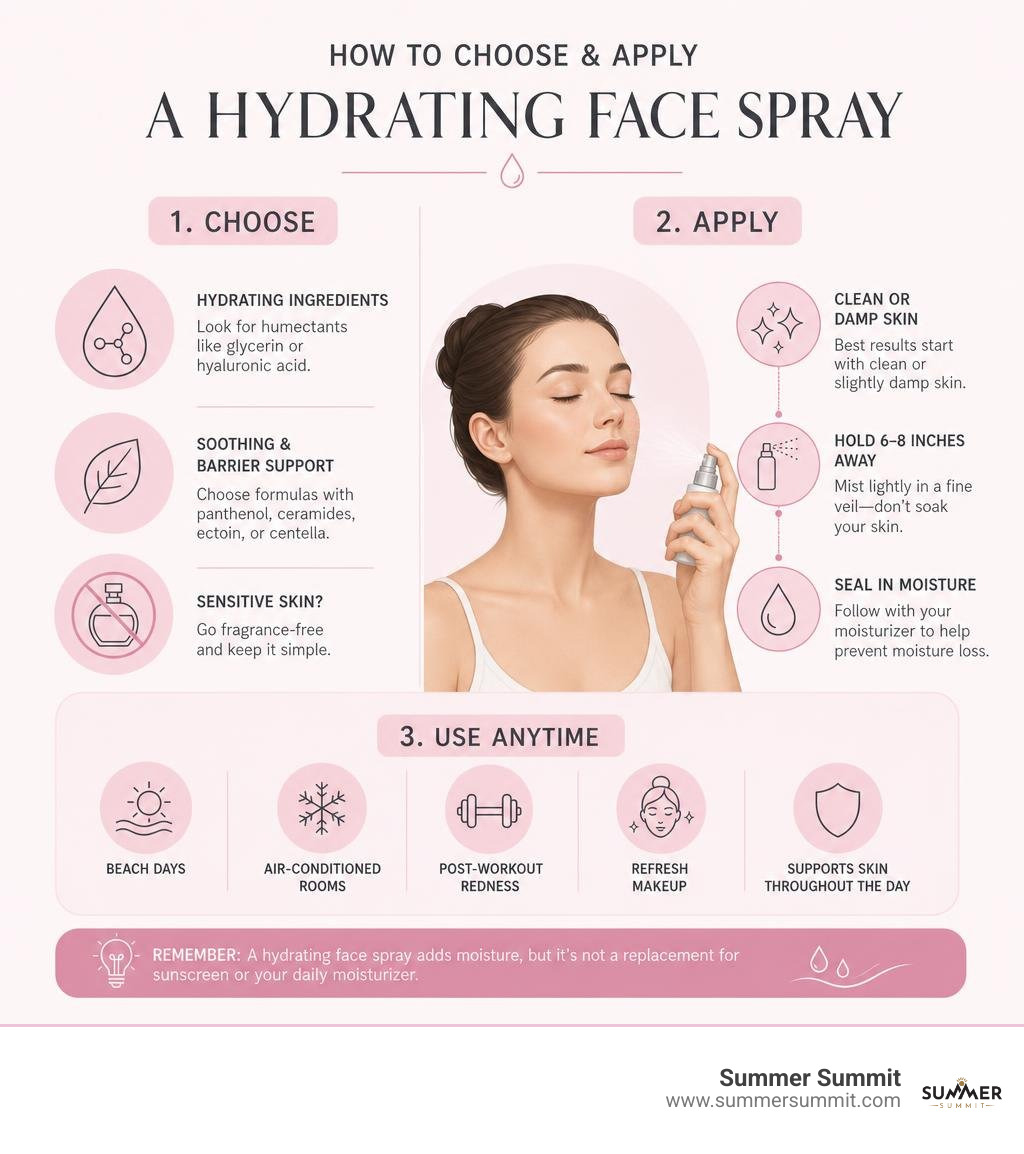 How to choose and apply a hydrating face spray infographic How to choose and apply a hydrating face spray infographic