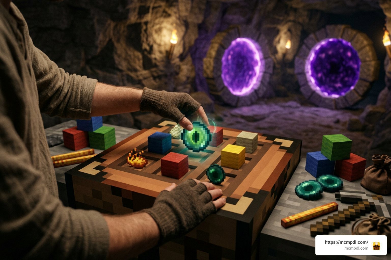 Crafting recipe and portal pairing layout