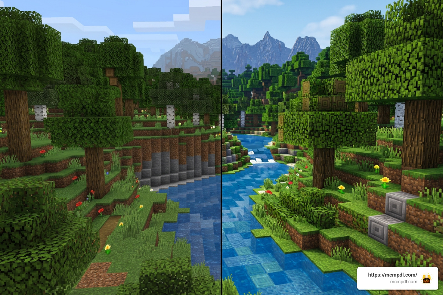 Side by side vanilla vs Quadral texture comparison