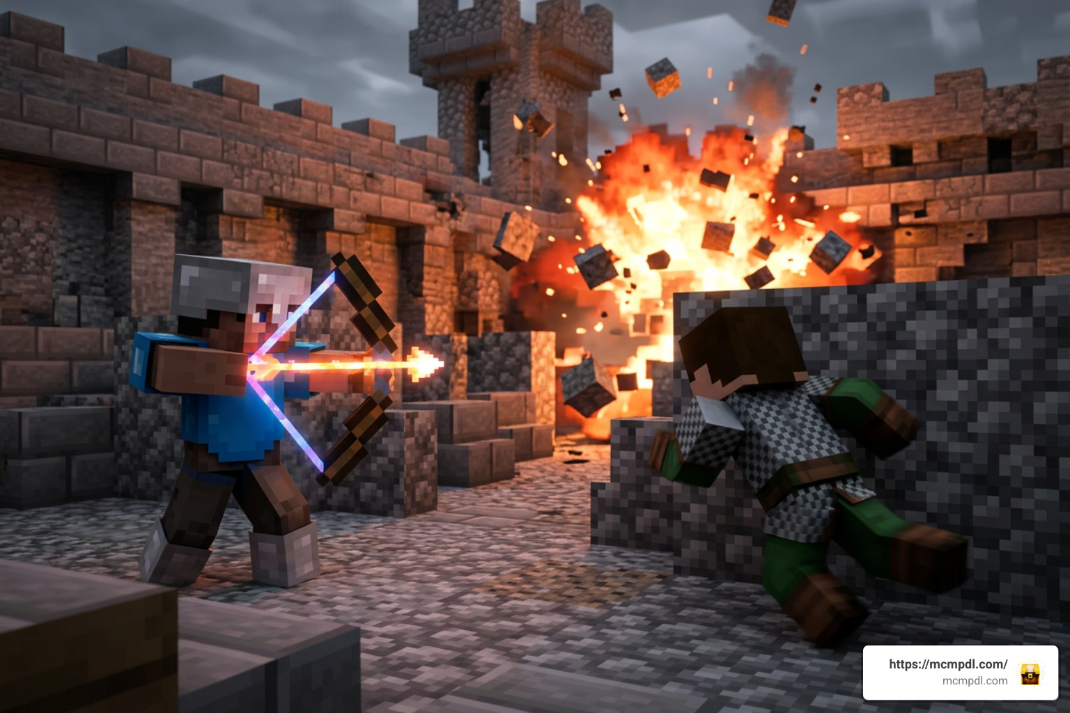 Bedrock archery battle in action Bedrock archery battle in action