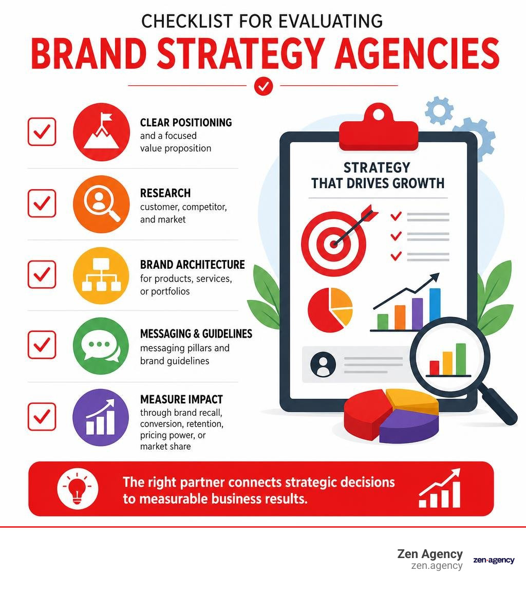 Checklist for evaluating brand strategy agencies infographic Checklist for evaluating brand strategy agencies infographic