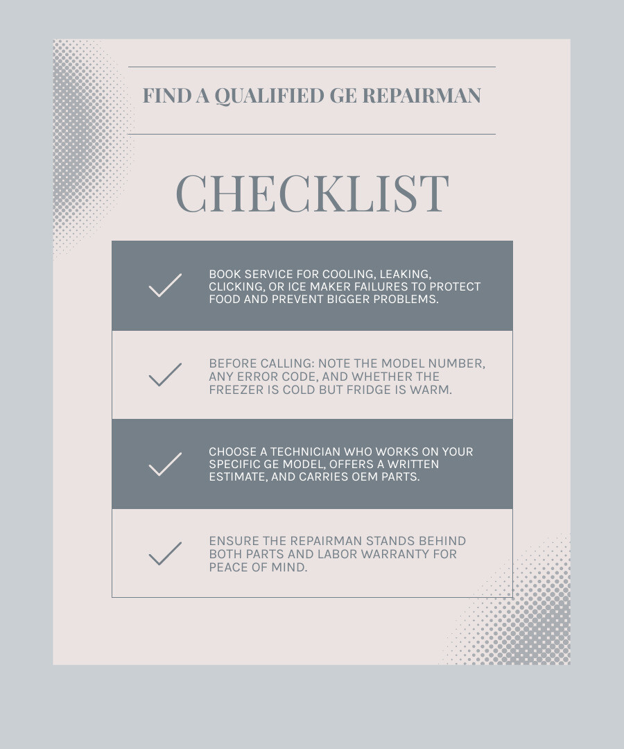 How to find a qualified GE refrigerator repair technician infographic How to find a qualified GE refrigerator repair technician infographic