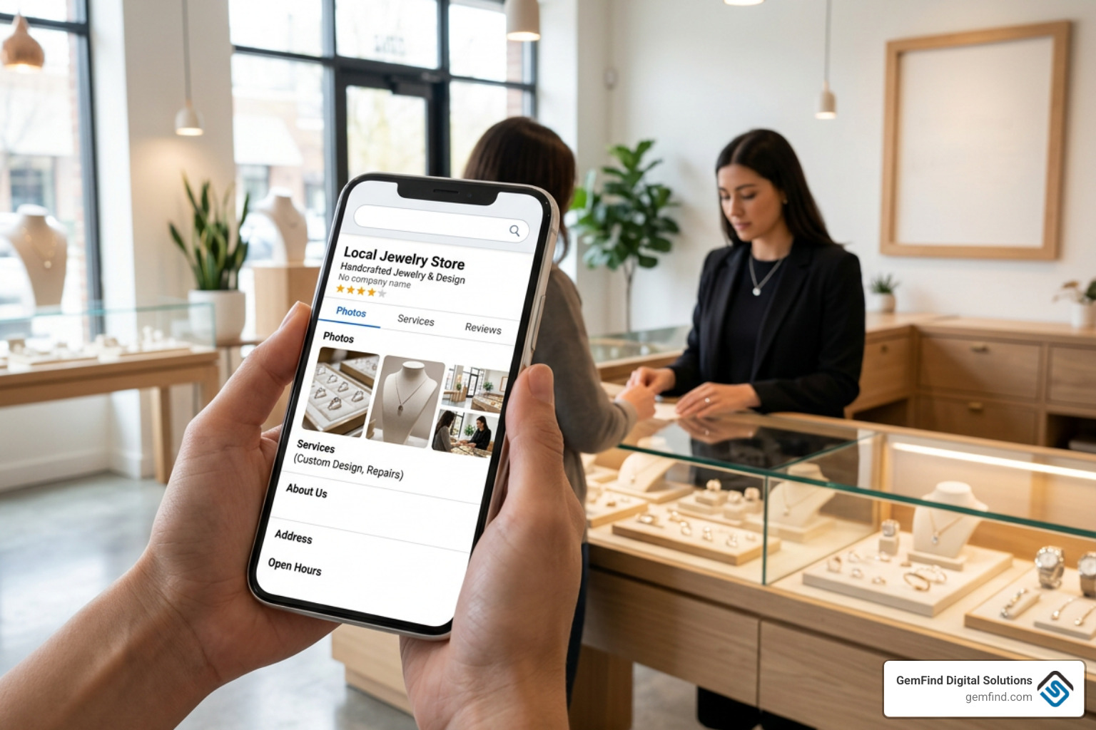 optimized Google Business Profile with rich photos and services