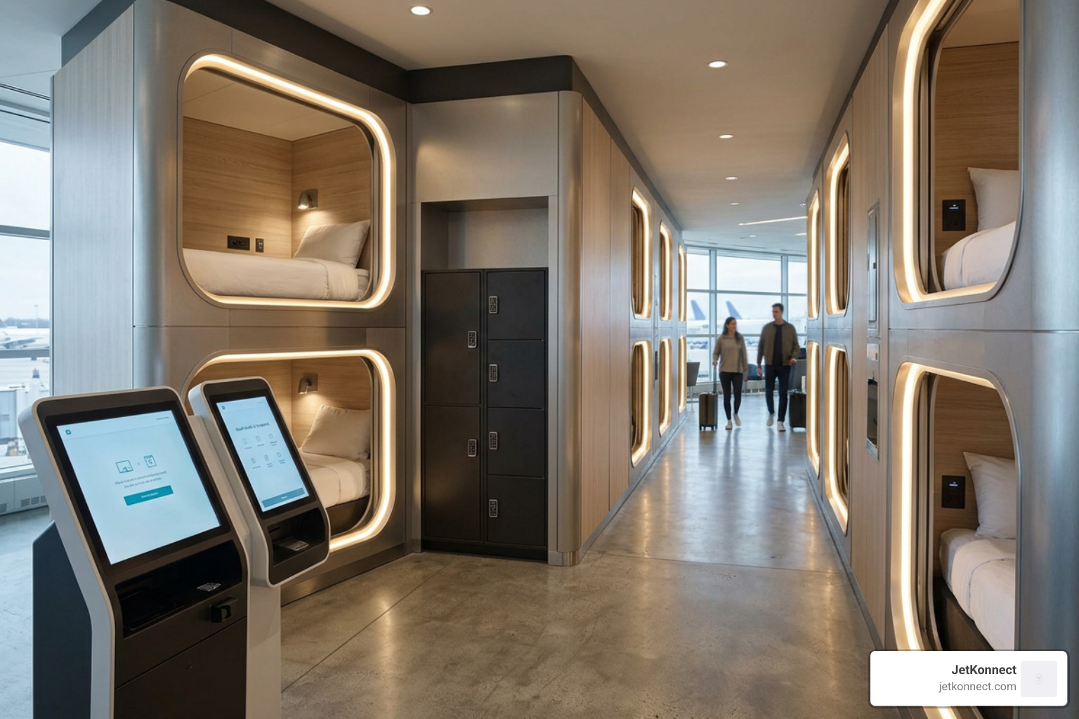 modern capsule hotel interior