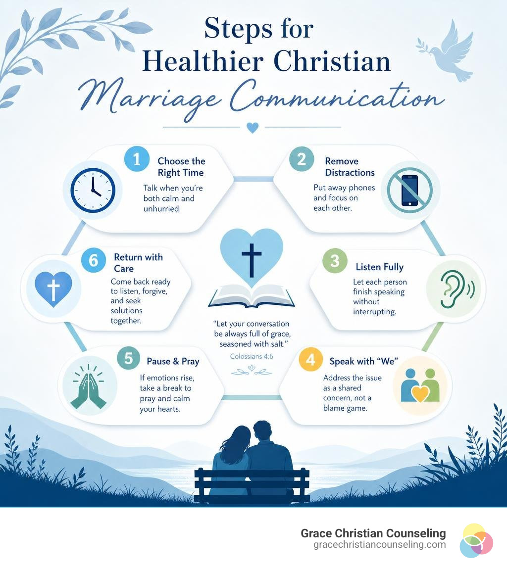 Steps for healthier Christian marriage communication infographic Steps for healthier Christian marriage communication infographic