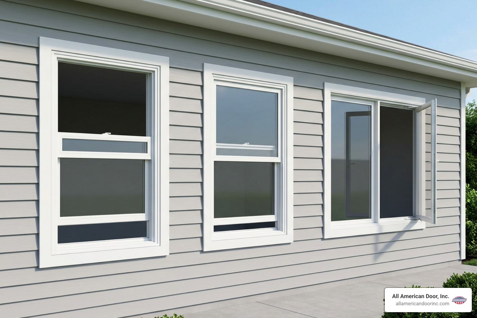 Window profile comparison showing double hung, single hung, and casement styles Window profile comparison showing double hung, single hung, and casement styles