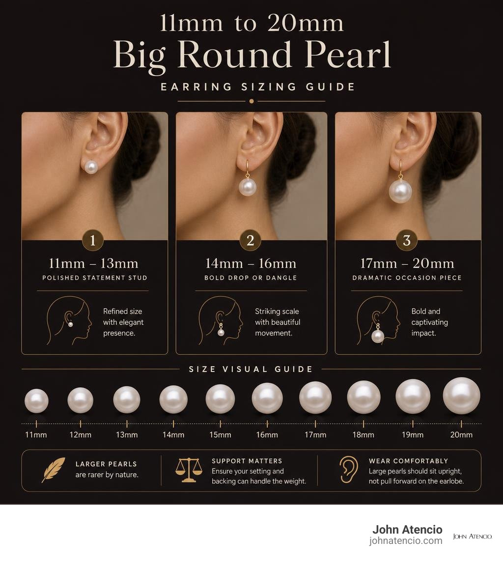 11mm to 20mm big round pearl earring sizing guide infographic 11mm to 20mm big round pearl earring sizing guide infographic