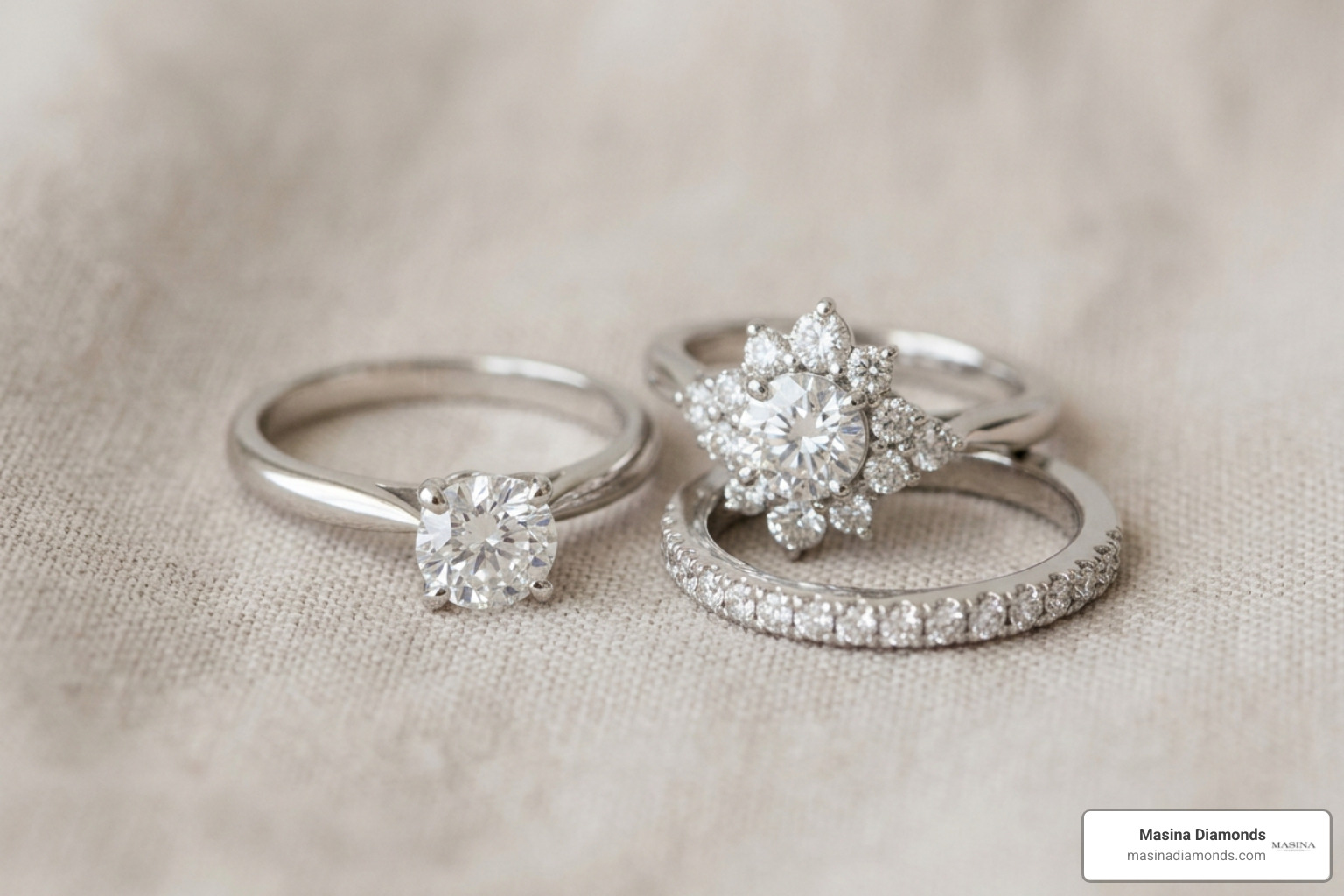 curated white gold diamond rings