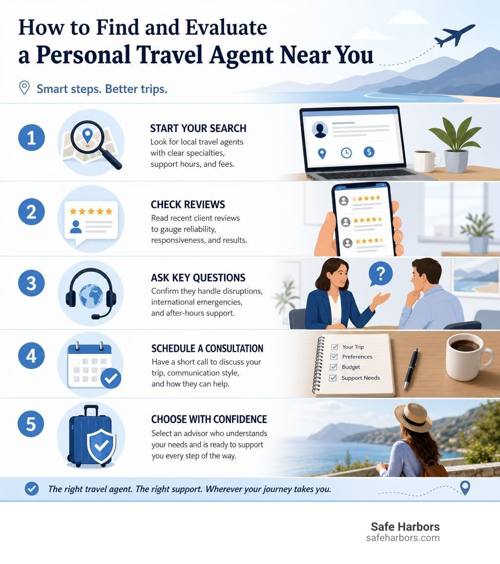 How to find and evaluate a personal travel agent near you infographic How to find and evaluate a personal travel agent near you infographic