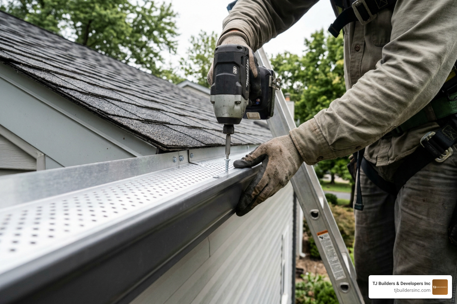 securing gutter guards with self-tapping screws along the front lip securing gutter guards with self-tapping screws along the front lip