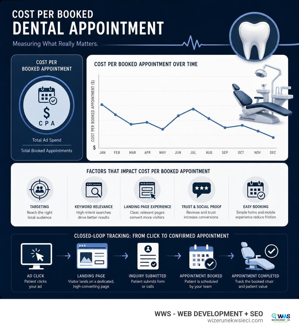 analytics chart detailing cost per booked dental appointment infographic