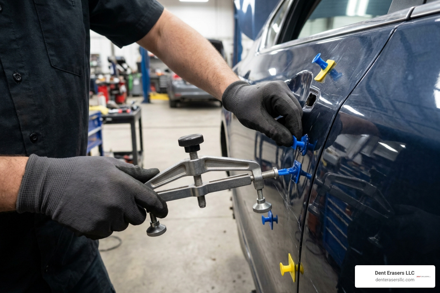 Glue pulling tabs on automotive panel Glue Pulling Tabs On Automotive Panel
