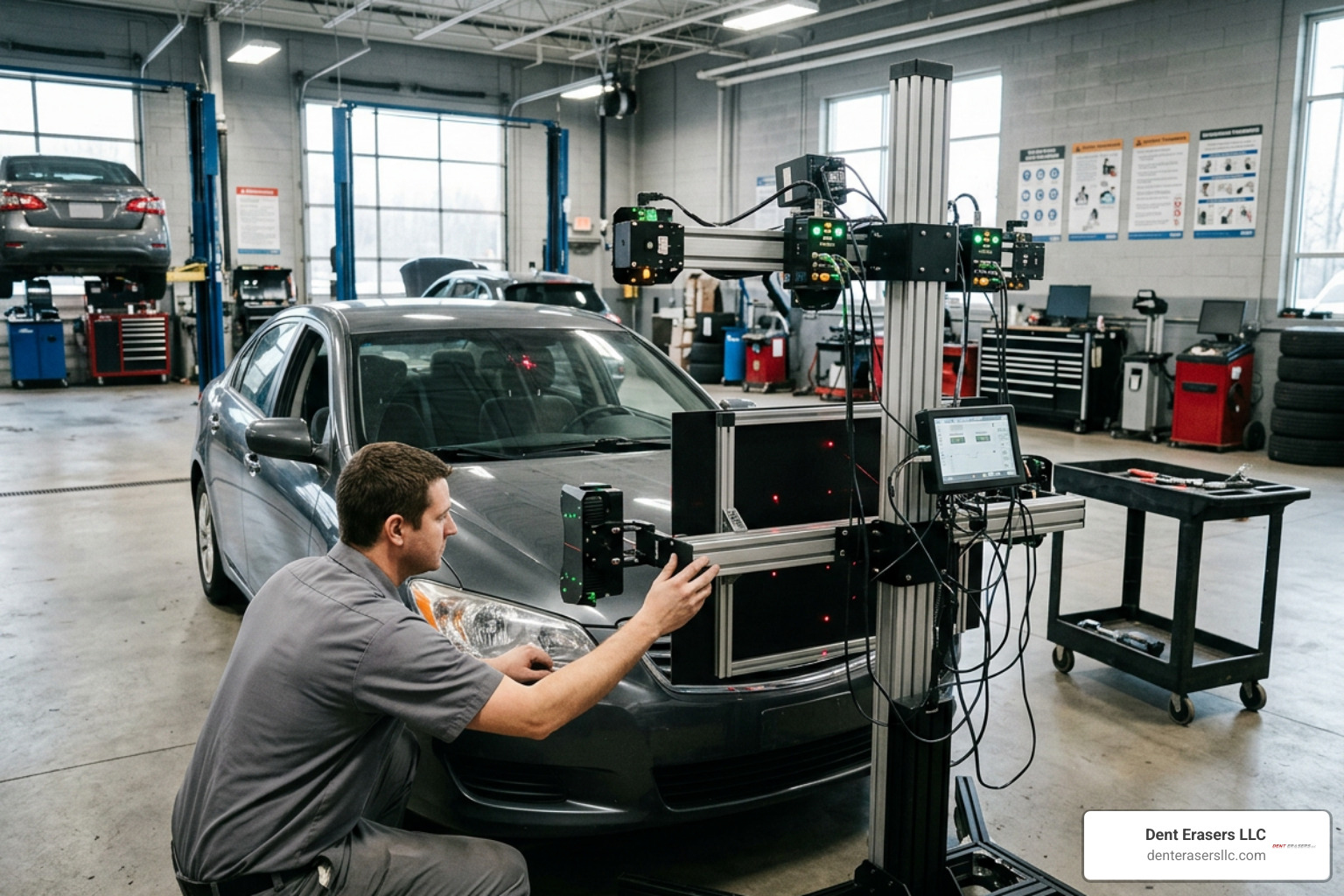electronic ADAS calibration sensor rig targeting a vehicle camera Electronic Adas Calibration Sensor Rig Targeting A Vehicle Camera