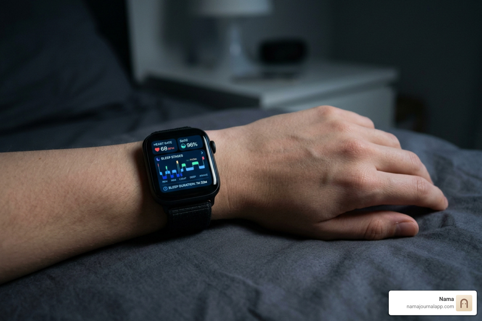 smartwatch sleep dashboard showing heart rate, blood oxygen, and sleep stages smartwatch sleep dashboard showing heart rate, blood oxygen, and sleep stages