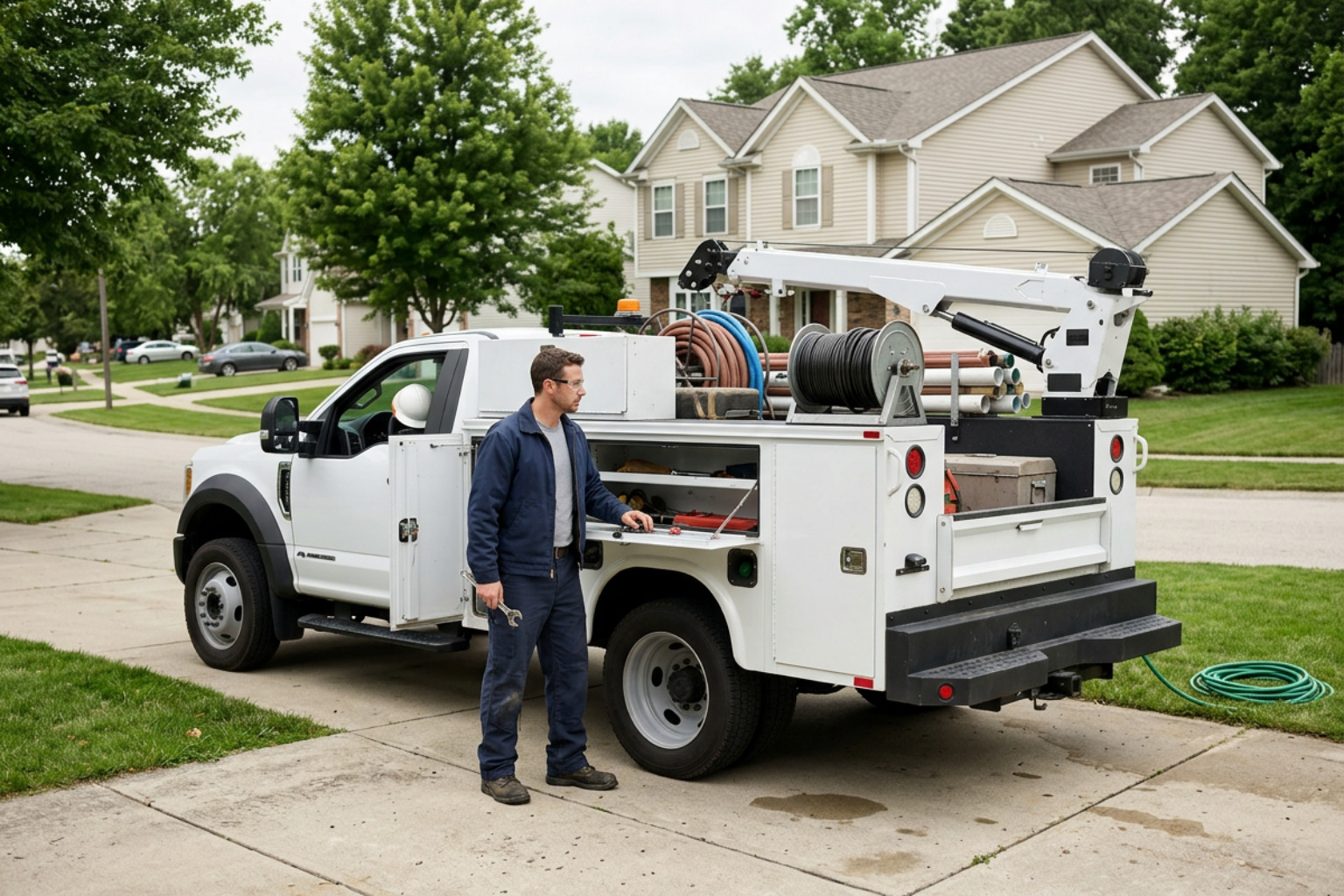 Service truck ready for emergency well and pump dispatch