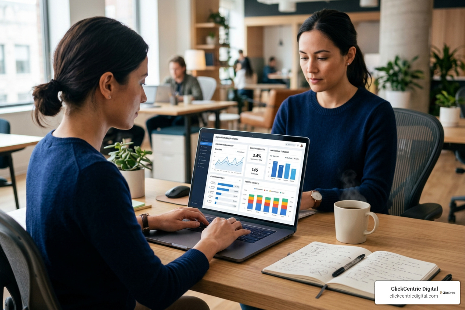 Digital marketing analytics dashboard tracking local phone calls and conversions