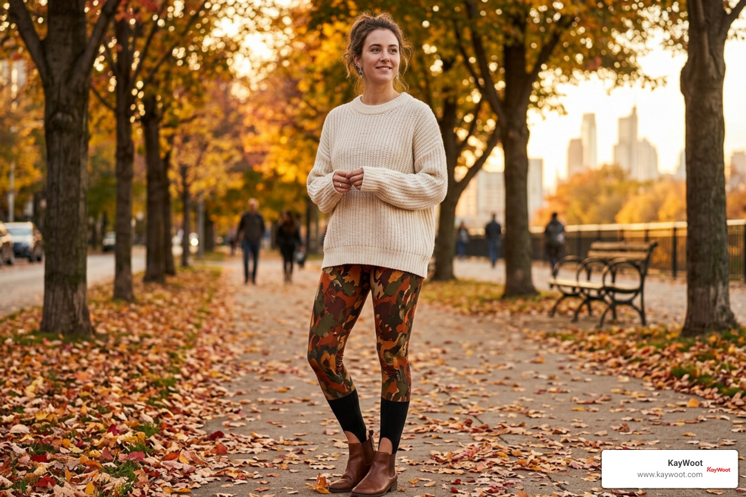capri and stirrup patterned leggings paired with autumn footwear capri and stirrup patterned leggings paired with autumn footwear