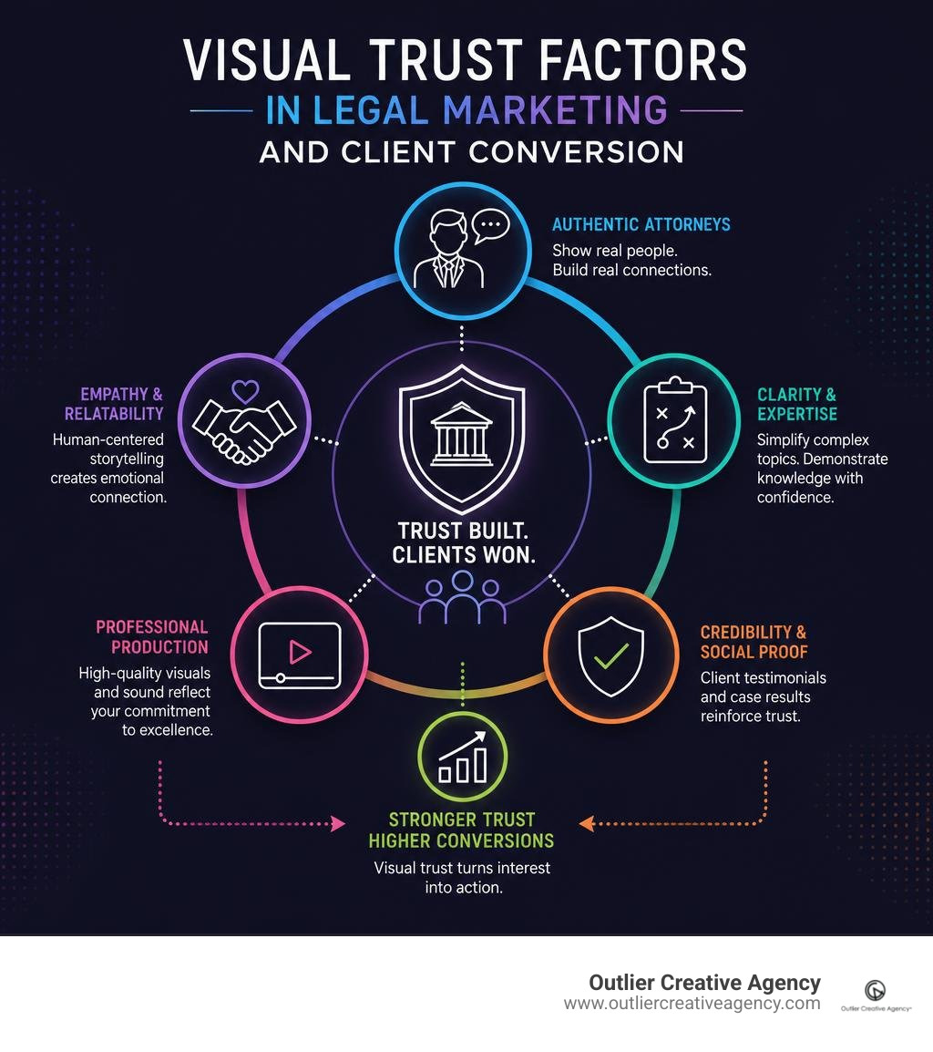 Visual trust factors in legal marketing and client conversion infographic