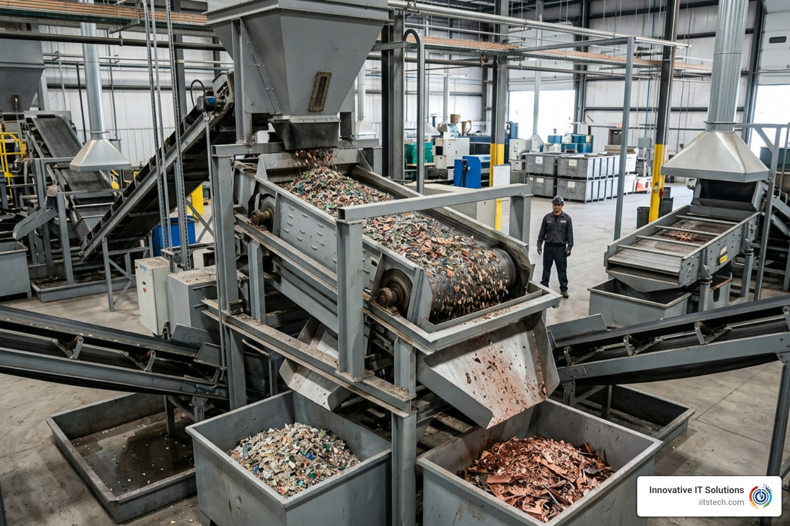 Industrial electrostatic separator processing pulverized circuit board fractions